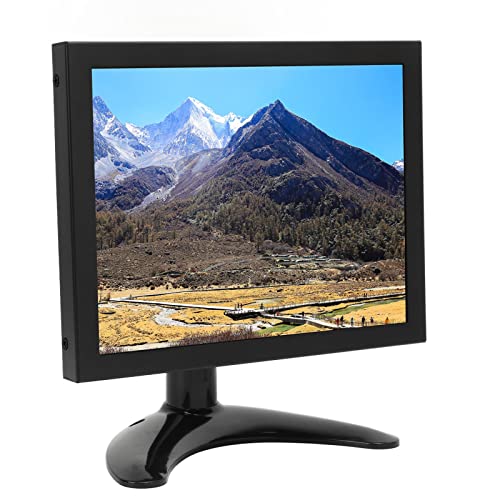 HD-Monitore, Kleiner Tragbarer Monitor, 8-Zoll-IPS-Bildschirm mit Integrierten Doppellautsprechern und Verstellbarer Halterung für Küche, Schlafzimmer, Nachttisch, Auto, LKW (EU-Stecker)