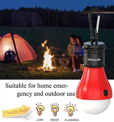 Vdealen LED Tent Lantern Lamp Emergency Light Battery Powered Waterproof Portable Bulb for Hiking Fishing Camping Household Car Repairing - 4 Pack