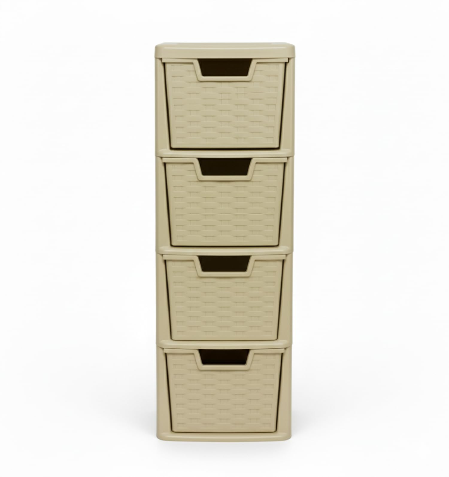 Kaanco Medium Plastic Storage Drawers A5 Storage Drawers Unit Space Saving Plastic Drawers for Bedroom Kitchen Laundry Bathroom Organisation Plastic Storage Drawers Organizer (4 Tier Rattan Cream)