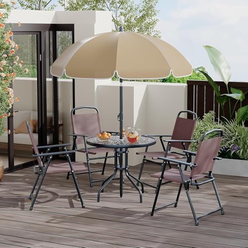 Catálogo para Comprar On-line Conjuntos de muebles disponible en línea. 41 Garvee Conjunto De Comedor para Patio De 6 Piezas, Conjunto De Muebles De Exterior con 4 Sillas Plegables, Una Sombrilla y Una Mesa De Comedor, Conjunto De Mesa y Sillas De...