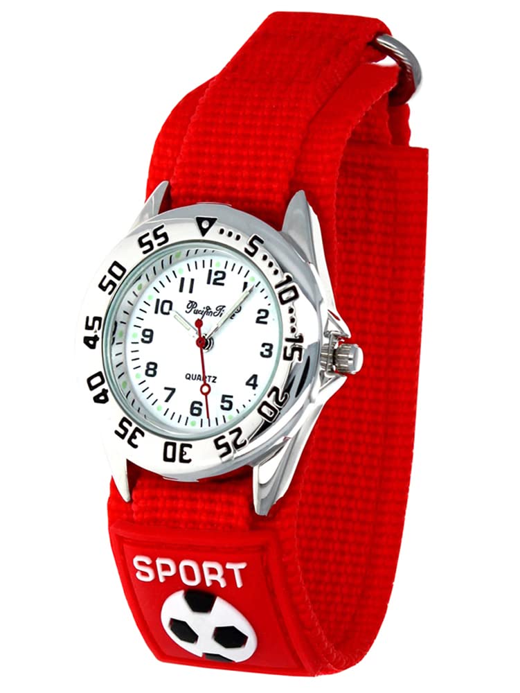 Pacific Time Kinder Armbanduhr Jungen Sport Fußball Kinderuhr Klettarmband blau analog Quarz