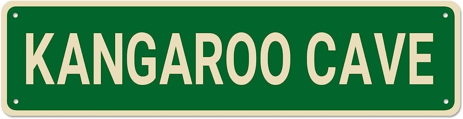 Peiyeety A009 Kangaroo Cave Vintage Metal Tin Sign, 4X16 Inch Rustic Animal Themed Wall Decor, Retro Sign For Home, Man Cave, Waterproof Tin Sign, Durable Wall Art
