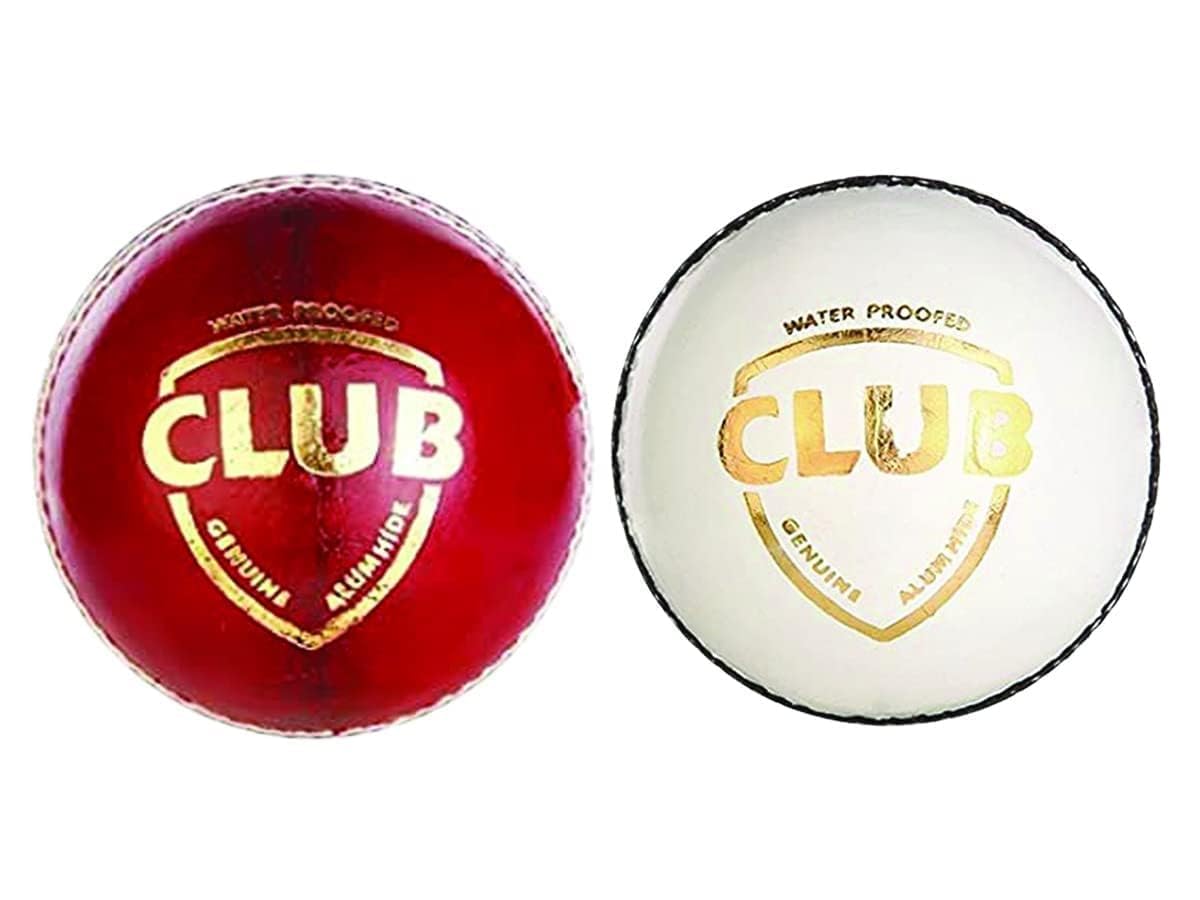 Leather Cricket Ball Two Piece Club Size Cricket Ball Match Cricket Practice Ball Two pic Club Ball - Red/White