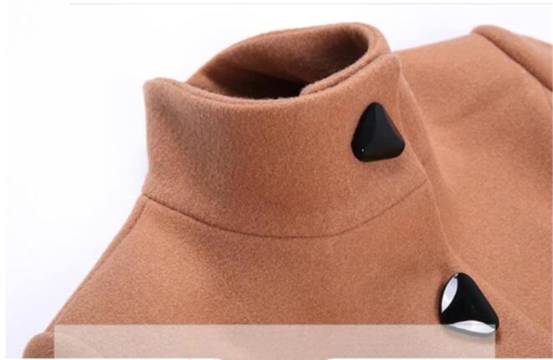 Abrigos de lana de un solo pecho para mujer con cinturón Chaqueta de lana larga para mujer, invierno, grueso, visón, cachemir, Negro, L