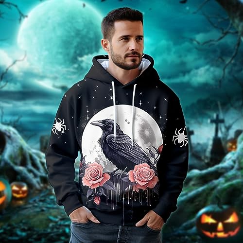 V-DECORPARKS Unisex Halloween Hoodies 3D Printing Ghost Graphic Hoodies Fleece Pullover Hooded Sweatshirt Pockets Set 23