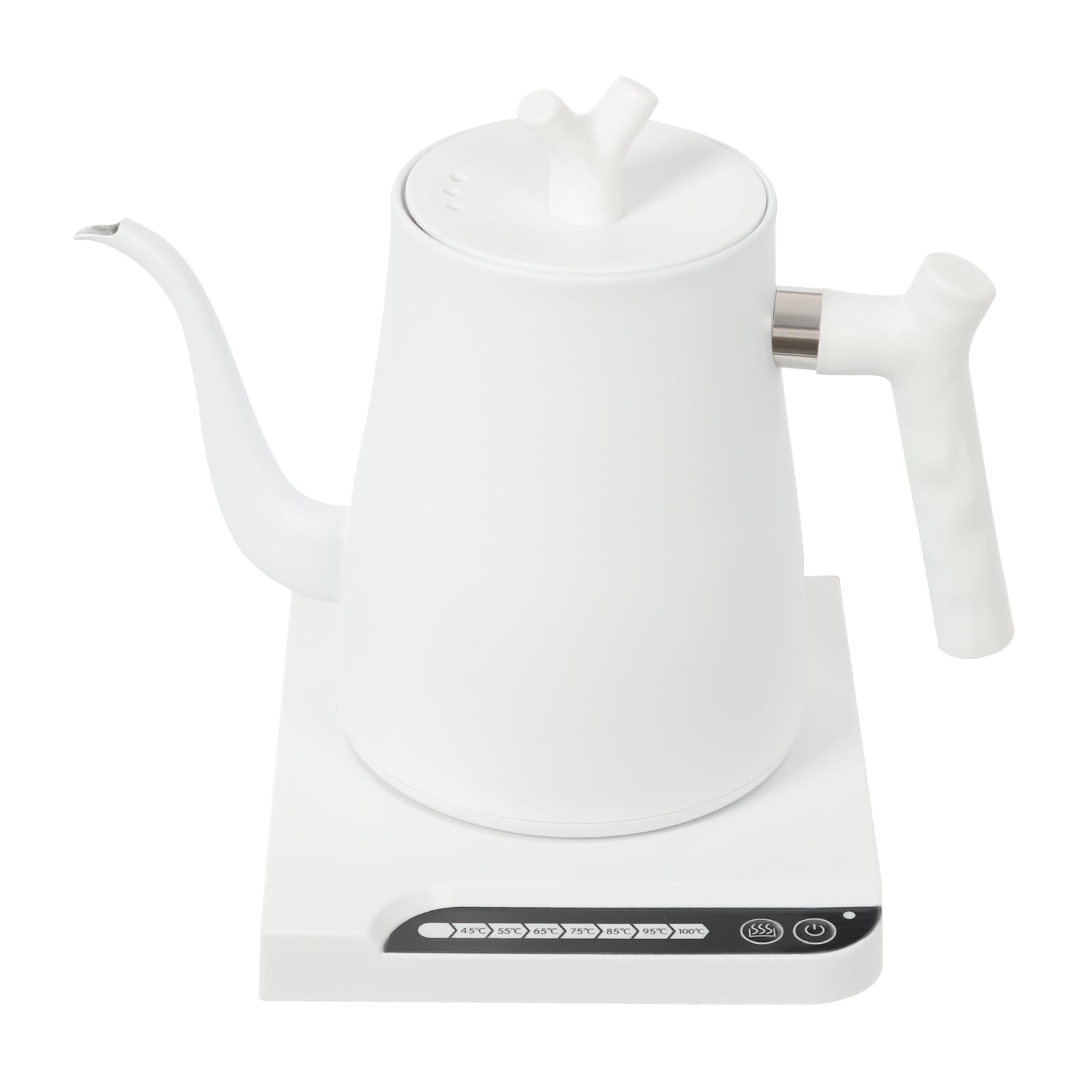 Hervidor eléctrico de 1 L, 1000 W, 7 niveles de temperatura del agua ajustables, cuello de cisne, para café y té, color blanco