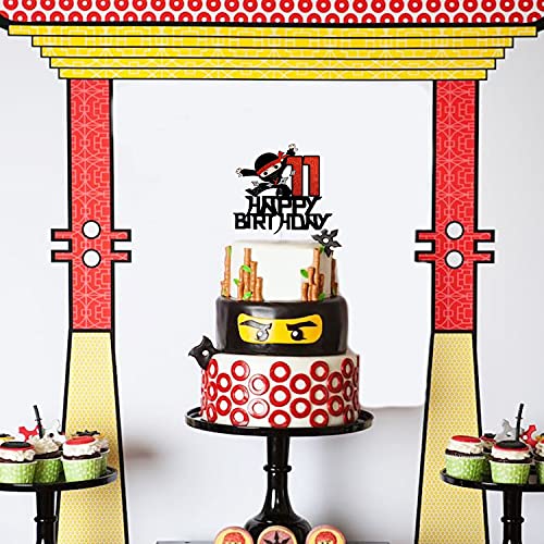 11Th Happy Birthday Cake Topper Kung Fu Ninja Themed Karate Boy Girl Glitter Party Cake Decorations #TOP2