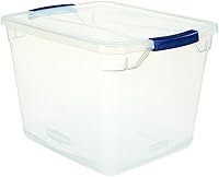 Rubbermaid Clever Store 30 Qt Clear Latching Storage Tote - Stackable, Space-Saving Bins with Secure Lid, Made in USA