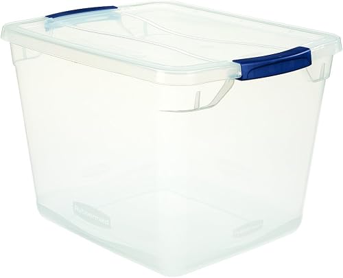 Rubbermaid Clever Store 30-Qt Clear Latching Storage Tote FG3Q2500CLMCB Stackable Bin