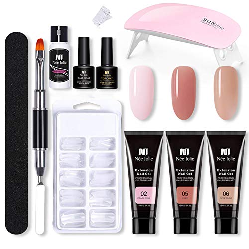Conjunto de gel de unha com lâmpada de unha 3 cores 15ml esmalte de unha top coat & base coat LED co