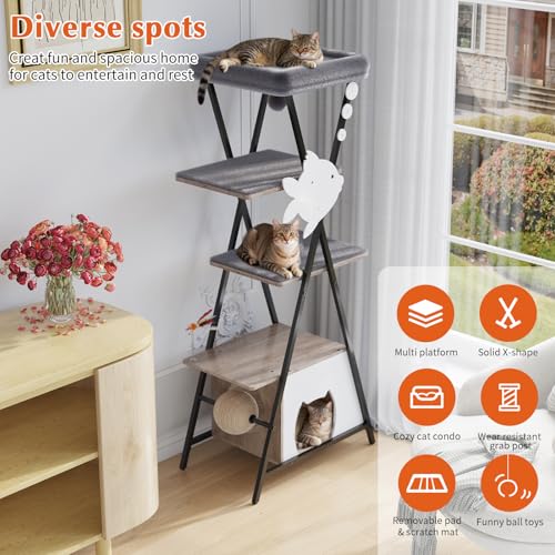 Árbol para Gatos Moderno de Múltiples Niveles para Interior miniatura 2