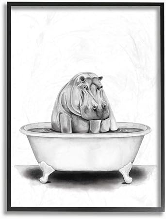 珍しい Industries Stupell カバ 185 Fr 24x30 24x30 絵画 浴室 おもしろアニマル その他画材 Sutevalle Org