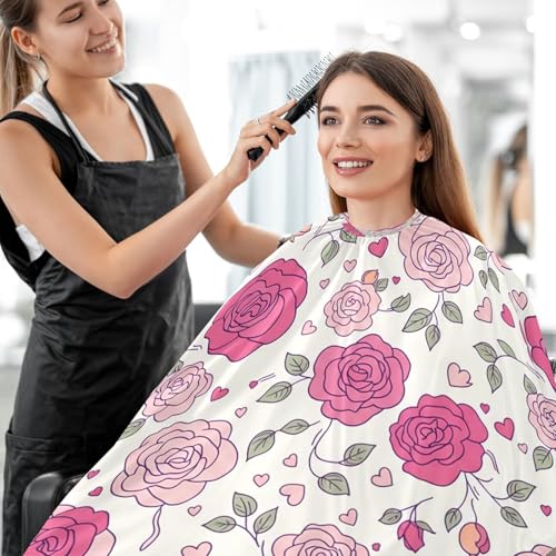 Capa profesional impermeable para cortar cabello Roses Blossoms con cierre a presión ajustable para estilismo y barbería miniatura 7