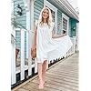 KIRUNDO Sun Dresses for Women 2023 Casual White Graduation Dress Sleeveless Ruffle Sleeve Beach Vacation Dress Round Neck Loose Flowy Pleated Mini Babydoll Dress, White, Small