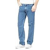 Men’s Straight Leg Jeans Regular Fit – Heavy Cotton Denim Pants for Work, Outdoor, and Casual Wear (Light Blue 34/29)