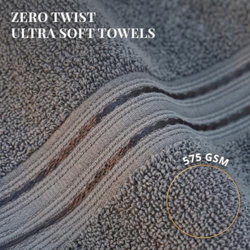 Image of LANE LINEN Luxury Bath Towels Set - 1 Piece, 100% Cotton Bathroom Towels, Zero Twist, Quick Dry Absorbent Bath Towel, Super Soft Gym Towel - Charcoal