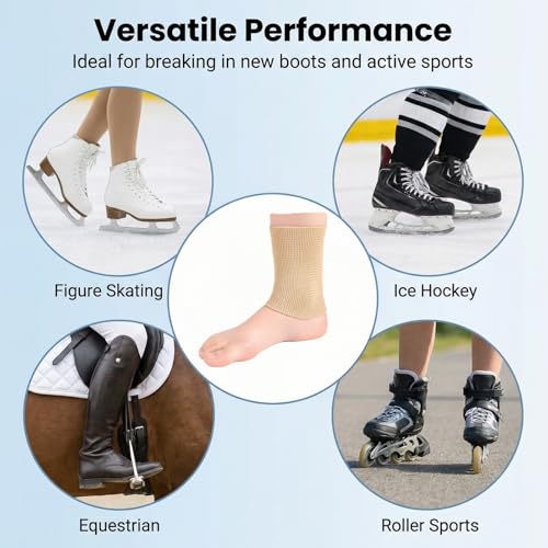 RHFGSFSS Figure Skating Gel Ankle Sleeve, 1 Pair Padded Ankle Guard for Ice Skating, Lace Bite Protection Support (2Pcs/Set)