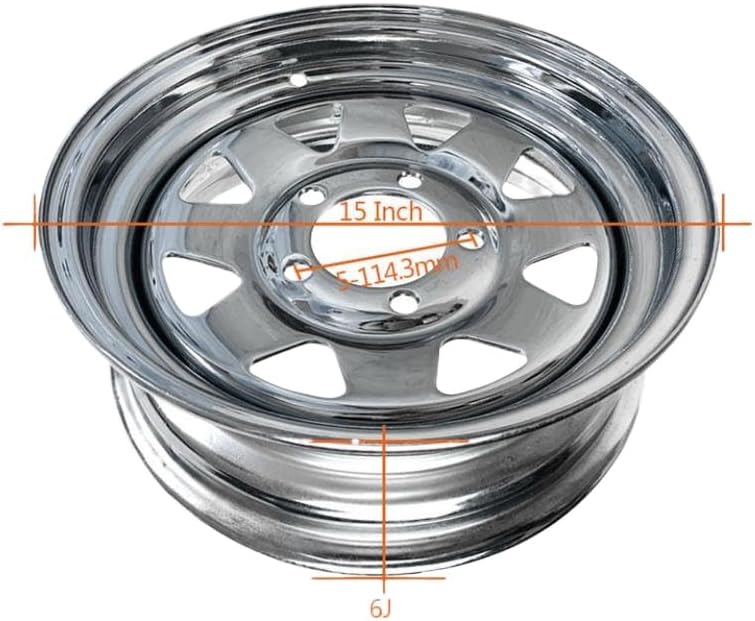 15 Inch 6J Chromed Spoke Trailer Rim 5-114.3 Bolt Pattern Compatible With Caravan Boat RV