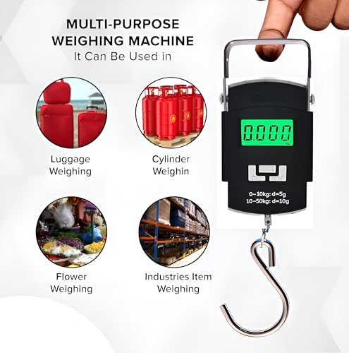 Image of GTT 50 kg Hanging Scale | Weight Machine for Luggage Weighing Scale | Bag Weighing Scale for Luggage Suitcase | Gas Cylinder & Travel | (New hanging scale)