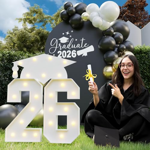 Tongjoy Graduation Decorations 2026 2.3FT Marquee Numbers 26