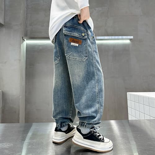 Boys Pants Casual Athletic Straight Leg Trousers with Pockets Comfortable Elastic Waist Everyday Wear for Ages4