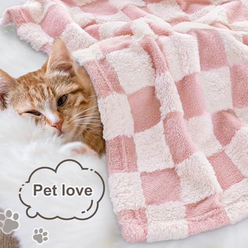Image of HOMRITAR Pink Checkerboard Baby Blanket for Boys Girls Fluffy Fleece | Soft Plush Warm Throw Blanket for Infant Toddler Shower Gift Nursery Crib Bed Stroller All Season 30 x 40 Inch
