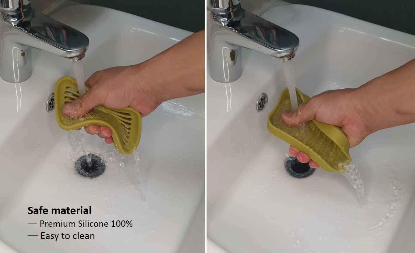 1 paquete de jabonera con drenaje, jabonera, soporte de jabón de silicona, ahorro de jabón para ducha, baño, cocina, baño, bañera, maquinilla de afeitar, esponjas, azul claro