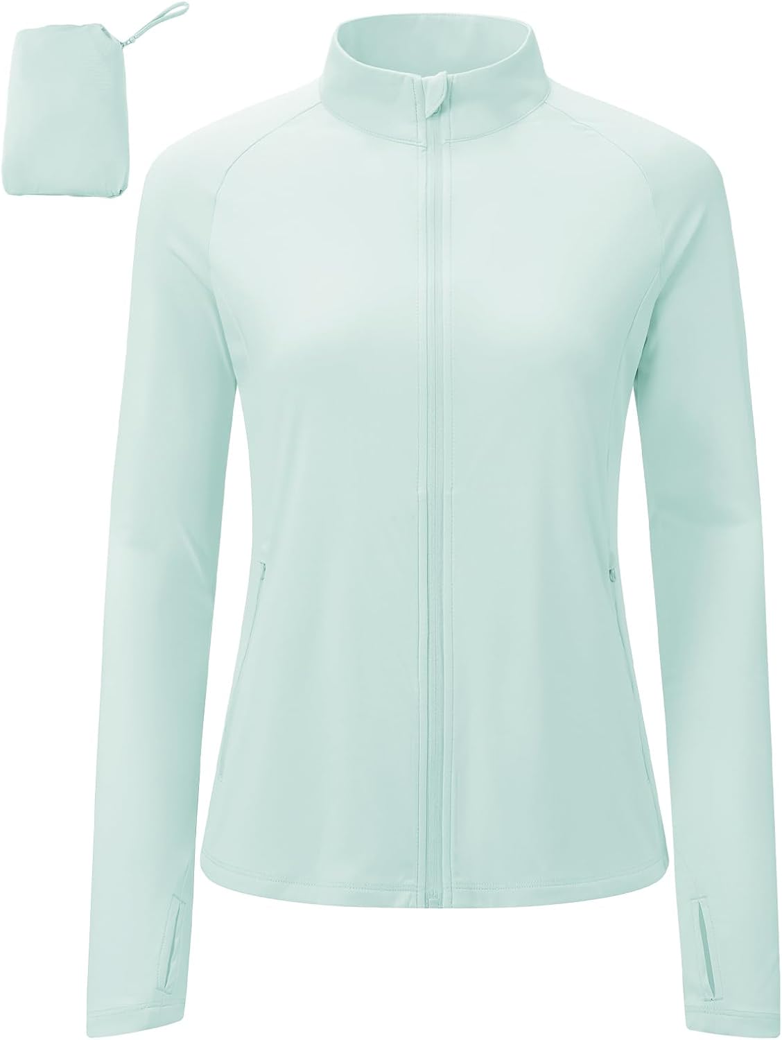 BGOWATU Women's Lightweight Workout Athletic Jacket UPF 50+ Zip Up Running Jackets Sun Shirt with Thumb Holes