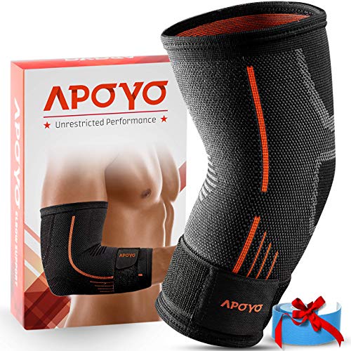 APOYO Elbow Brace for Tendonitis and Tennis Elbow, Compression Sleeve for Arthritis, Workouts, Reduce Joint Pain During Fitness Activity (Medium)
