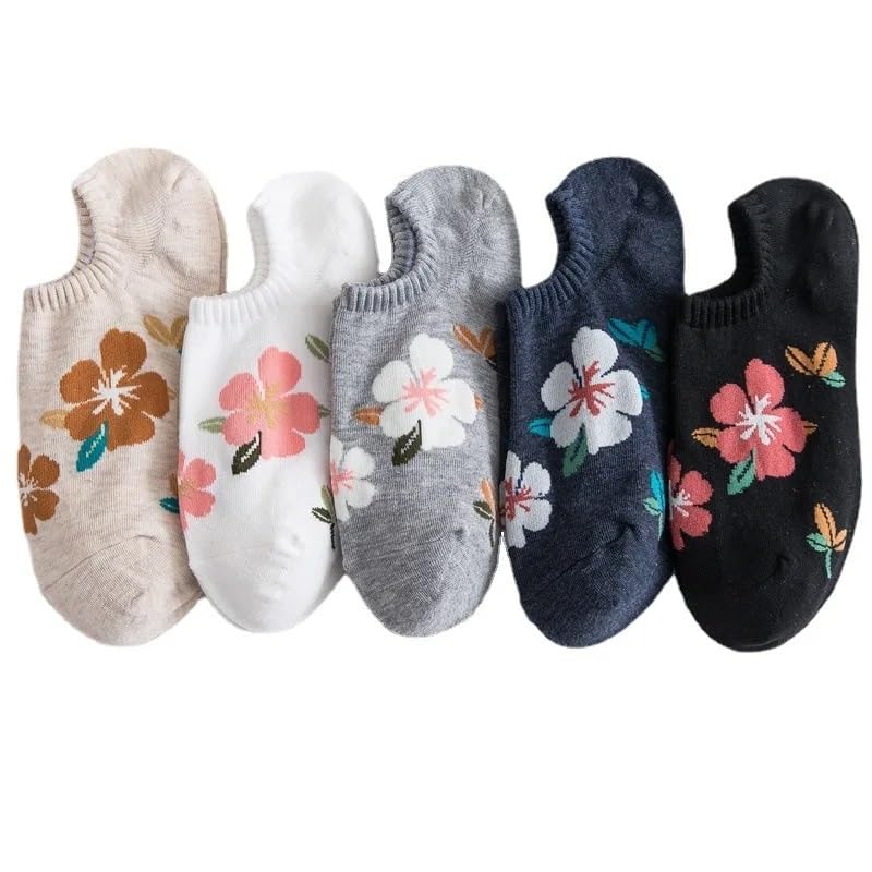 Calzini Invisibili con Motivo Floreale, Primaverili ed Estivi, Traspiranti, Morbidi e Comodi, Lavorati a Maglia, Casual(10 Pairs Mix)