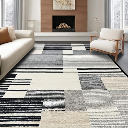 ODIKA Flatwoven High Traffic Area Rug 5x7, Sophisticated Layered Geometric