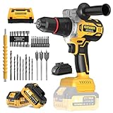 Perceuse Visseuse Sans Fil 21V - 140Nm 2300rpm Max Brushless Visseuse Devisseuse Sans Fil Perceuse à Percussion avec 2 Batteries 4,0Ah, 20+3 Réglages de Couple, Mandrin 13mm, 2 Vitesses pour Bricolage