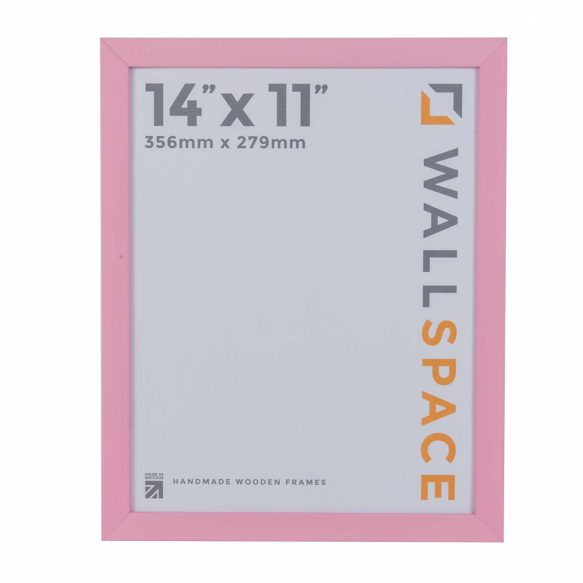 Solid Wood Pink Frame 14x11 inches - Real Glass, 11x14 Pink Wooden Picture Frame