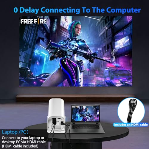 Mini Portable Projector (Built-in Speaker and Bluetooth 5.3), Video Projector for iPhone, Compatible with 4K, 1080P Movie Projector, Supports Smartphones/Video Games/TV stick/PS5/Computers/HDMI/USB by YGSKK - Image 5