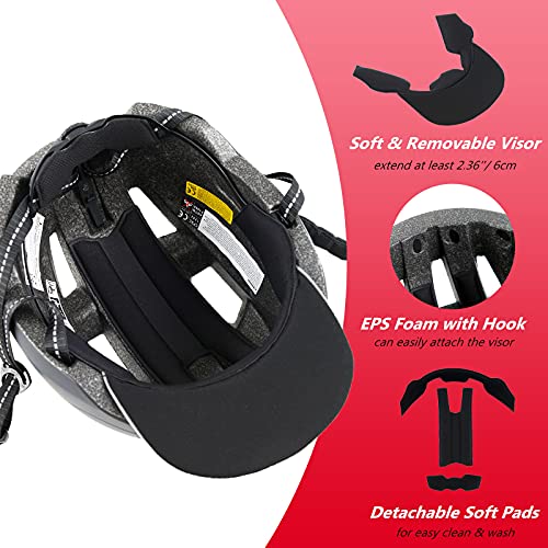 Adult-Men-Women Bike Helmet, Commuter Bicycle Helmet With Removable Visor For Urban Scooter Cycling Skateboarding (White) #TOP4