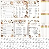 Estune 331 Pcs Bridal Shower Games Supplies, 5 Sets 250 Pcs Wedding Cards 1 Bridal Shower Games with 60 Rings and 20 Pencils(Love is Brewing)