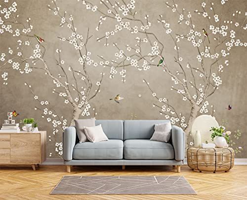 Eierme Plum Blossom Flower Bird Chinoiserie wall Mural Wallpaper for Bedroom 137" x 100"(Not Peel and Stick) by Eierme - Used condition - Image 3