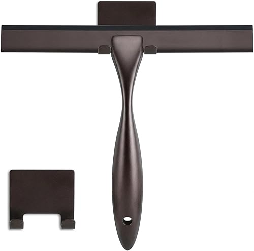 Miniatura 9 de Escobilla de ducha de 10 pulgadas, color negro mate, escobilla de goma de acero inoxidable multiusos para baño, puertas de ducha, espejos, azulejos