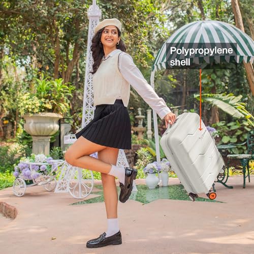 Image of Nasher Miles Paris Hard-Sided Polypropylene Luggage Set of 2 | 55cm & 65cm | 8 Wheels Double Spinner Small & Medium Trolley Bag for Travel | Suitcase (White & Black)