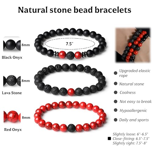 Mens Bead Bracelet Natural 8MM Tiger Eye Lava Stone Beaded Bracelets Premium Elastic Rope For Men Jewelry Accessories Fashion Gifts4