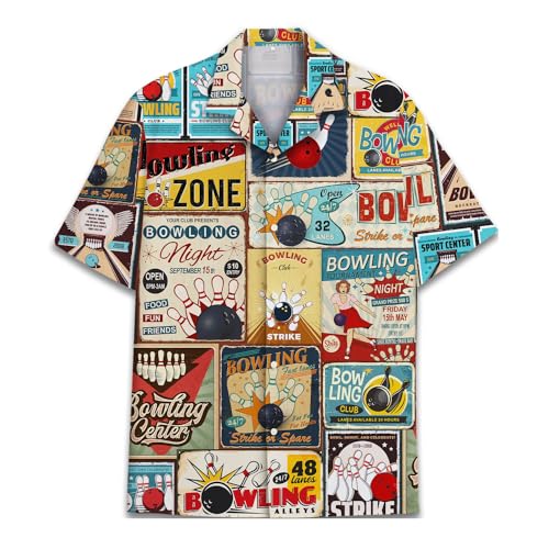 Bowling Vintage Funny Bowling Short Sleeve Hawaiian Shirt Funny Player Button Down Shirt