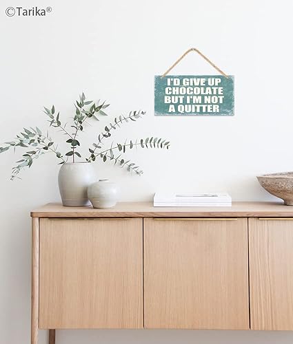 Miniatura 6 de Letrero de madera con texto en inglés "I d Give Up Chocolate But I'm Not A Quitter, de 5 x 10 pulgadas, decoración de pintura para el hogar, cocina,
