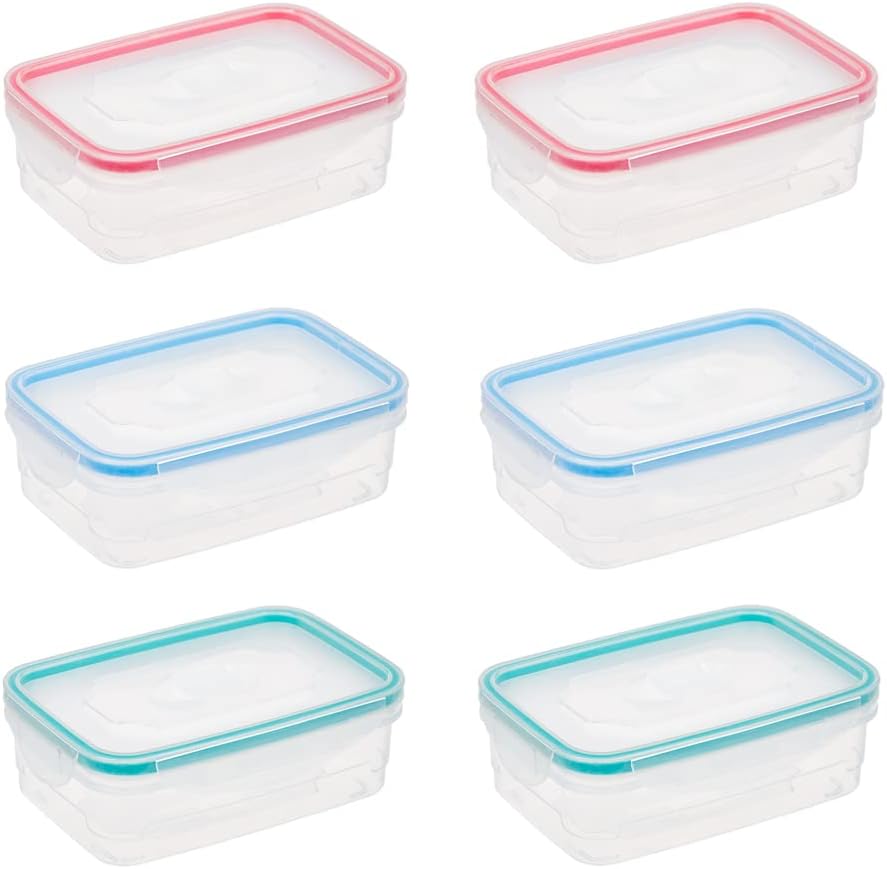 Invero Set of 6 Food Storage Clip Lock Container 450ml with Steam Vent Lids - Leakproof, Microwave, Freezer and Dishwasher Safe - Ideal for Lunches, Salads, Cakes, Dinners and more