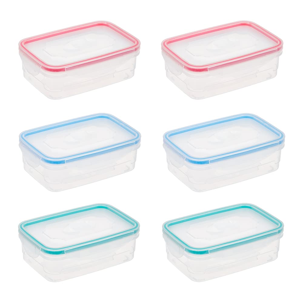InveroSet of 6 Food Storage Clip Lock Container 450ml with Steam Vent Lids - Leakproof, Microwave, Freezer and Dishwasher Safe - Ideal for Lunches, Salads, Cakes, Dinners and more