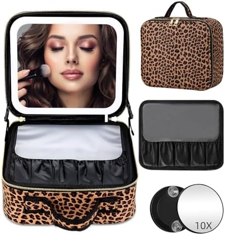 Amazon.com : MAYFIY Makeup Bag with LED Mirror and Travel Makeup Train ...