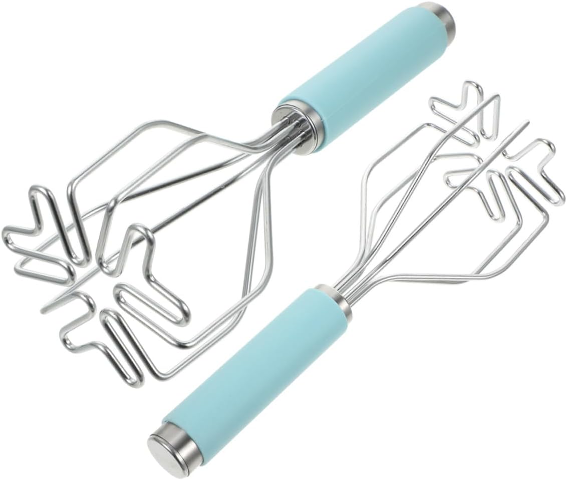 2pcs Stainless Steel Potato Masher with Silicone Handle Versatile Vegetable and Meat Smasher for Potatoes Avocados Beans and Fruits Kitchen Tool for Efficient Mashing and Easy
