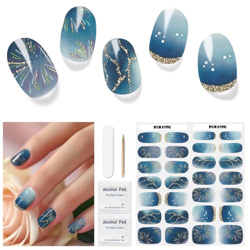 Autocollant Ongle Gel UV - 28pcs Vernis Autocollant Nail Stickers Auto-adhésifs Ongles en Gel UV Semi Durci Art Qualité Salon Longue Durée Pour Femmes Filles Nail...