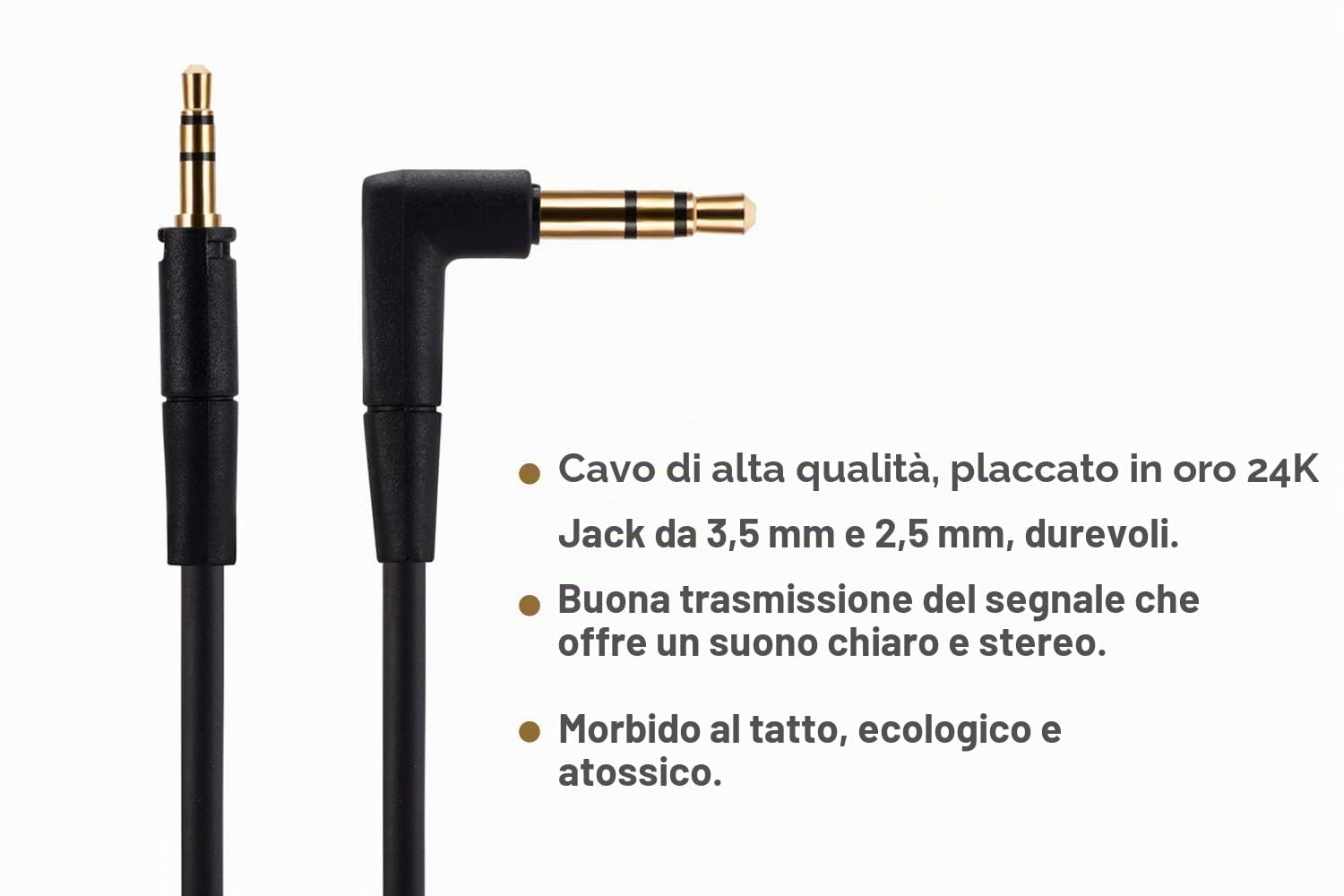 Alphatec Cavo audio di ricambio compatibile con Sennheiser HD450BT HD350BT HD4.30 HD4.40BT HD4.50BTNC HD458BT HD400S Momentum 3 cuffie,3,5 mm su 2,5 mm,cavo jack stereo maschio,1,45 m,colore: Nero