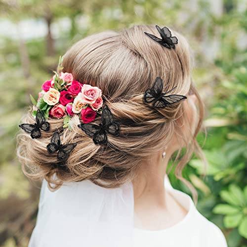 18 Pieces Butterfly Hair Clip Halloween Lace Hair Bows Embroidery Butterfly Hair Pins Hair Accessories For Halloween Cosplaying Women Girls Teens, 2 Sizes (Black) #TOP6