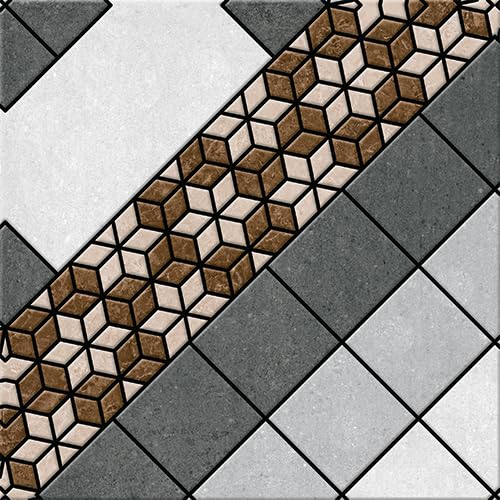 Johnson Endura - Rangoli Square Earth Super - Glazed Vitrified Tile, EDC Wall & Floor Tiles, Rustic Look, (30 x 30cm - 1cm Thickness, Matte Finish, 8-Tiles in Box)